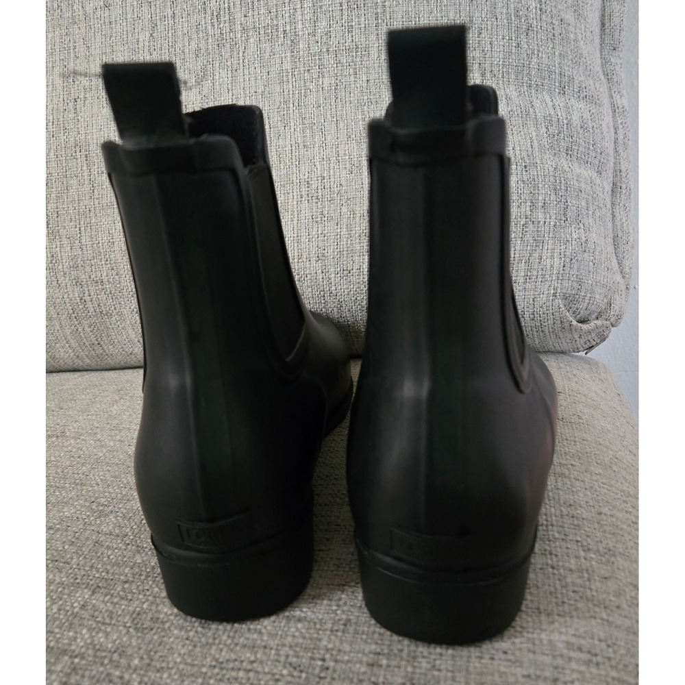 J.Crew Matte Black Rubber Chelsea Rain Boots Womens Size 9 Ankle Booties - Picture 3 of 5